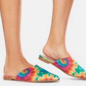 👣PAZZLE Indie Flats Bella Luna Green Tie Dye Mules